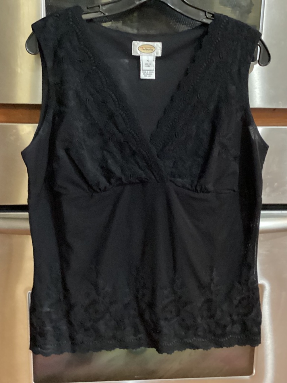 Talbots Black Camisole look sleeveless Top, lace